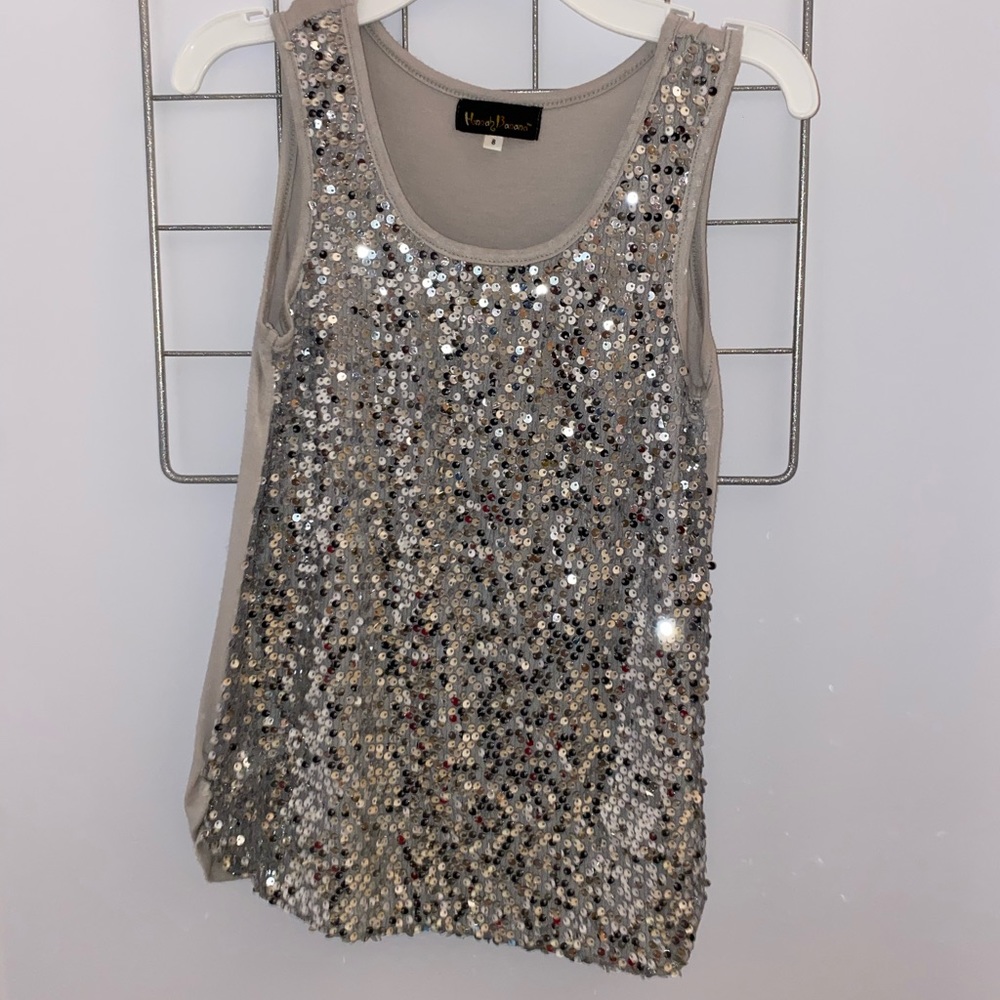Silver glitter tank